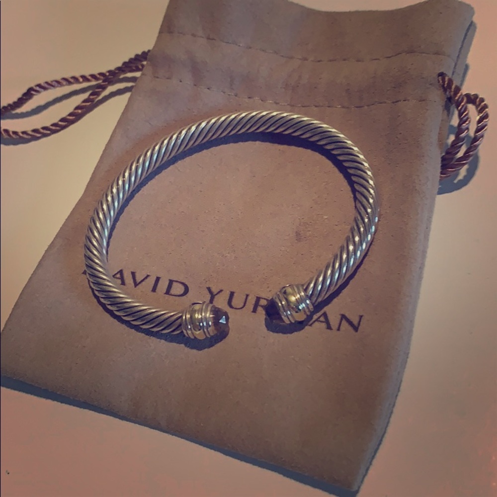 David Yurman 5mm Morganite and Gold Cable Bracelet